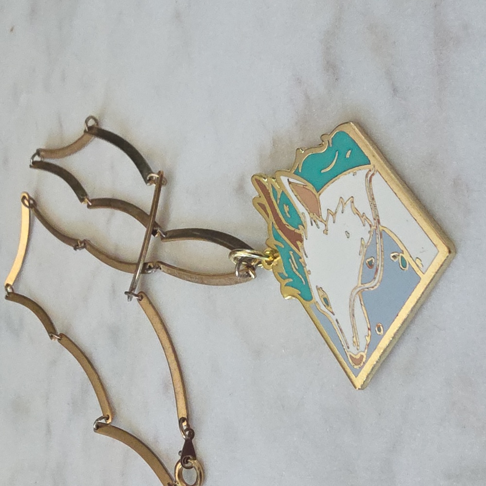 Studio Ghibli Spirited Away Haku Key Fob attached to a Vintage goldtone chain.  - Picture 5 of 9